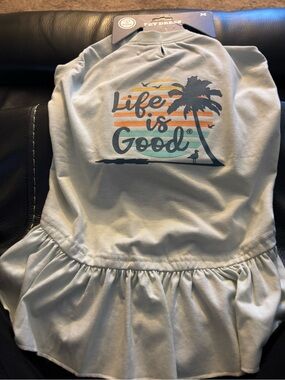 Life Is Good Dog Light Blue,Navy & Orange
Dress 
Size Med